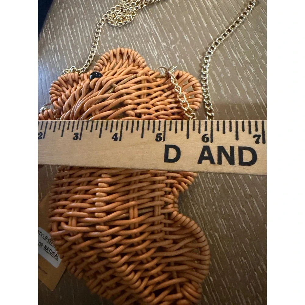 Tommy Bahama Seahorse Woven Wicker Bag Gold Crossbody Chain Natural WW0018 NWT